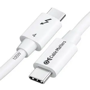 Cable Matters [Intel Certified] 40Gbps Thunderbolt 4 Cable 2.6ft with 8K Video and 240W Charging - 1m, Compatible with USB4, Thunderbolt 3 Cable and USB-C White
