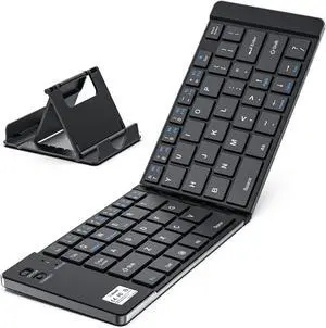Foldable Bluetooth Keyboard for iPhone, iPad and Smartphone, Travel Keyboard (Black)