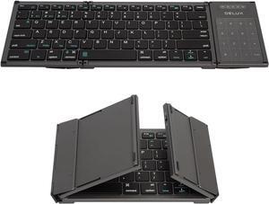 Full Size Folding Keyboard 78 Keys, Wireless Bluetooth Keyboard with 2-in-1 Touchpad, Portable Travel Multi-Device and Multi-System (KF17)