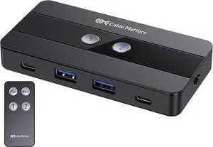 Cable Matters 10Gbps USB C Switch for 2 Computers, Data Only, Shares 2X USB-A and 2X USB-C Peripherals, No Video Support, No Host Charging, Does Not Support USBC Monitor