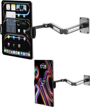 Aluminum Alloy Tablet Wall Mount Holder for iPad, Foldable Portable Monitor Stand 360° Adjustable Wall Arm Mount for iPad Pro Air 13/11" 2024, iPad 10/9th, Samsung Galaxy Tab, 7-15.6'' Tablet