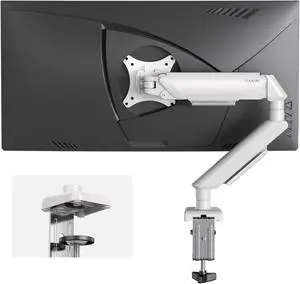 Single Monitor Mount for 13 to 32 Inch Screens up to 22 lbs,Aluminum Ultrawide Screen Arm for Samsung Odyssey G9 and More, Fully Adjustable Monitor Stand for Desk, VESA 100x100mm (White)