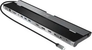 j5create USB C Docking Station- Supports up to 3 Display Simultaneously | HDMI, DisplayPort, VGA, 100W PD Fast Charging, Gigabit Ethernet | Comes with Type C Cable Compartment