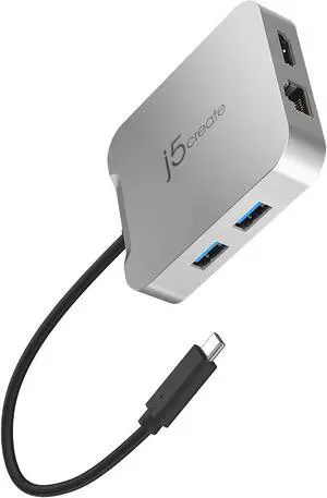 j5create USB C Hub - 4K 60Hz HDMI, 100W PD, 2 x USB-A, Ethernet | for Steam Deck, MacBook, ChromeBook, XPS, Surface Pro