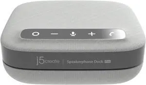 j5create USB-C Dual 4K Speakerphone Dock Pro, Dual 4K HDMI Audio Dock for Video Conference, USB-A x 2, USB-C, Gigabit ethernet, Pass-Through Charging - Works with Teams, Zoom