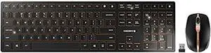 CHERRY DW 9100 Slim Wireless Keyboard and Mouse Set Combo Rechargeable with SX Scissor Mechanism, Silent keystroke Quiet Typing with Thin Design for Work or Home Office. (Black & Bronze)