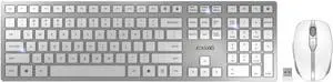 CHERRY DW 9100 Slim Wireless Keyboard and Mouse Set Combo Rechargeable with SX Scissor Mechanism, Silent keystroke Quiet Typing with Thin Design for Work or Home Office.  (White & Silver)