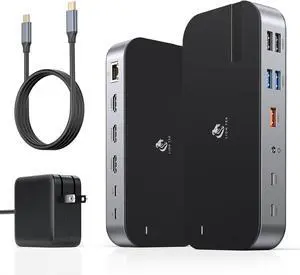 Laptop Docking Station,16 in 1 Docking Station USB C Docking Triple Monitor,USB C Dock Station with 3 HDMI,PD 100W, USB 3.1/3.0/2.0,RJ 45 Ethernet,SD/TF,Audio for Dell/Lenovo(Including Charging)