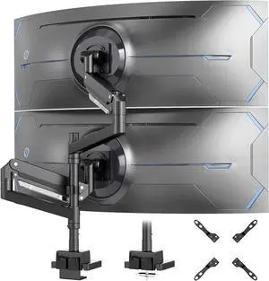 24-57 inch Dual Vertical Monitor Mount, Heavy Duty Monitor Arm for 2 Monitors, up to 59.4 lbs, Extra Tall/Wide Adjustable, Premium Aluminum Dual Monitor Desk Mount, VESA 75x75-200x200 mm