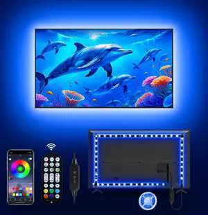 LED Lights for TV, 13.1ft TV Lights for 45-60in, Music Sync Color Changing Tv Backlight with Bluetooth Smart App Remote Control, USB Powered RGB 5050 RGB Strip Light for Xmas Decor