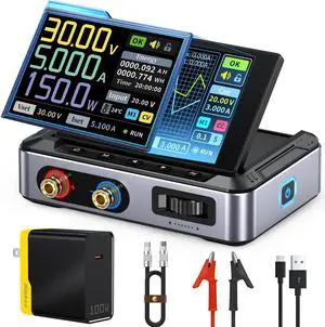 DC Power Supply Variable, 0-30V 0-5A Adjustable DC CNC Power Supply with 4-Digit IPS Display, <20mV Power Ripple, PD/QC/DC Input, PC Programmable Regulated Switching Power Supply