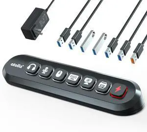 Powered USB Hub, 7-Port USB 3.0 hub (6 Superspeed Transfer Ports+ 1 Fast Charging Port) with Swappable Illuminated Icon Switch and 12V/3A Power Adapter for Windows, MacOS, ChromeOS, Linux