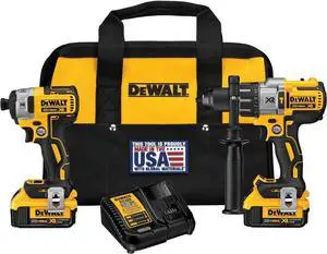 DEWALT 20V MAX Hammer Drill and Impact Driver, Cordless Power Tool Combo Kit with 2 Batteries and Charger