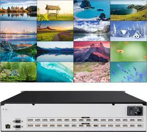 4K 16x16 HDMI Matrix Switch 4K@30Hz with Web GUI+LAN Port+RS232 Control, Rack Mount HDMI Matrix 16x16 Support EDID, HDCP, Backlit Button, LED Screen Display, DTS-HD Main Audio Transmission