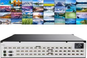 16x32 HDMI Matrix Switch 4K@30Hz Web GUI,Rack Mount HDMI Matrix 16x32 with Rs-232, LAN Port, EDID, HDCP, IR, Backlit Crystal Button,DTS-HD Main Audio Transmission(16 In/32 Out Matrix )