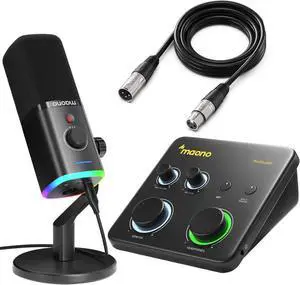 MAONO PD100X XLR/USB Gaming Microphone & Maono PS22 Lite & All in One Gaming Gear Bundle for Game Streamers