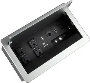 Conference Table Power hub Conference Table connectivity Box recessed Outlet Desk Outlet recessed Power Strip USB-c 65W Outlet Plug with USB Ports countertop Outlet Socket (Silver Gray)