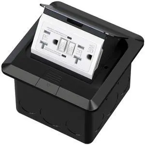 Pop Up Floor Electrical Outlet with 20 Amp Stainless Steel GFCI Tamper Receptacle Outlet, Corrosive Resistant Hardware,ETL Listed,Black