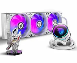 ARGB All-in-One AIO CPU Liquid Cooler, Wandering Knight 360mm Water Cooling System with Dual High-Performance Pump and 3×120mm PWM Fans, Compatible with Intel & AMD CPUs (Black) White