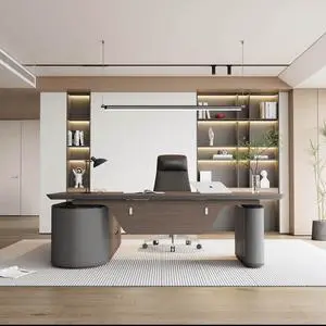 Large Executive Office Desk with File Cabinet, 86.6 Inch Sit & Stand L Shaped Executive Desk, Adjustable Luxury Office Desks for Boss, Business Owners, Managers and Supervisors Return Right