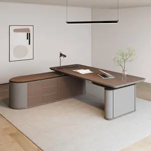 Large Executive Office Desk with File Cabinet, 86.6 Inch Sit & Stand L Shaped Executive Desk, Adjustable Luxury Office Desks for Boss, Business Owners, Managers and Supervisors Return Left