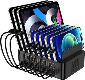 Charging Station for Multiple Devices, 16 Port USB Fast Charging Station, 175W Ipad Charger Station, Multiple Charger Organizer Compatible with Smartphones, Tablets and Other Devices