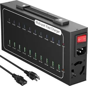Fast USB Charging Station, 430W 20 Port (10 PD+10 QC) USB C Fast Charging Station for Multiple Devices, Power Charger Block with Intelligent Protection for iPhone iPad Cell Phone Tablet
