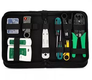 Network Tool Kit for Cat5 Cat5e Cat6, 11 in 1 Portable Ethernet Cable Crimper Kit with a Ethernet Crimping Tool, 8p8c 6p6c Connectors rj45 rj11 Cat5 Cat6 Cable Tester, 110 Punch Down Tool