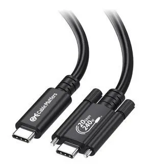 Cable Matters [USB-IF Certified] 20Gbps USB4 Cable with Side Screw Lock 6.6ft, Up to [8K@30Hz / 4K@120Hz Video, 240W Charging, 20Gbps Data Transfer] USB C Cable with Screw Lock/USB C Locking Cable
