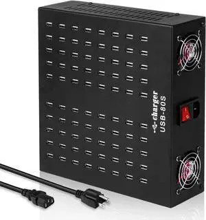 Multiple USB Charging Station, 80 Ports 800W(150A) Fast Charger Station with Power Switch, Desktop Charging Station for Multiple Devices Compatible with Cell Phones iPad Kindle Tablet