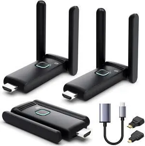 Wireless HDMI 2 Receivers and Transmitter,Up to 6 RXs,No Hot,Plug and Play,2.4/5.8GHz Wirelessly Stream to Multiple Screens,50M/165FT,Wireless HDMI Splitter for TV/DSLR Camera/Projector/Laptop/Switch