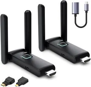 Wireless HDMI Transmitter and Receiver,HDMI Wireless Remote Adapter 165FT/50M,No Hot,Plug and Play,2.4/5GH for 1080P Wireless Streaming Video from Laptop,Cable Box,Camera,Netflix to Monitor/TV/Phone