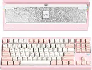 WOB CRUSH80 RGB Gaming Keyboard Reboot CNC Aluminum 5-Second Quick-Release BT/2.4GHz/Wired  Connectivity 7500mAh battery Mechanical Keyboard with Superior Acoustics for PC/MAC/iOS/Android,  Pink