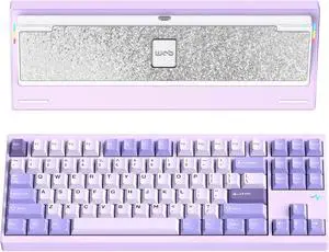 WOB CRUSH80 RGB Gaming Keyboard Reboot CNC Aluminum 5-Second Quick-Release BT/2.4GHz/Wired  Connectivity 7500mAh battery Mechanical Keyboard with Superior Acoustics for PC/MAC/iOS/Android,  Purple