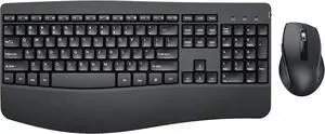 Ergonomic Keyboard and Mouse Combo - Full Size Keyboard Cordless with Palm Wrist Rest Ergonomic Mouse Wireless for Windows Computers Laptops - Black (Upgrade)