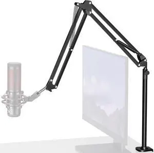 Desk Mic Stand, 360° Rotatable Overhead Mic Boom Arm Microphone Stands High Riser for Blue Yeti Snowball HyperX QuadCast SoloCast Fifine Shure SM7B and Other Mics