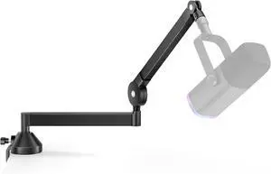 Low Profile Mic Arm, 360° Rotatable Microphone Boom Arm Mic Stand for Fifine AM8 K669B Blue Yeti HyperX QuadCast SoloCast AT2020, with Mic Clip 3/8" to 5/8", 3/8" to 1/4" Adapter, Black
