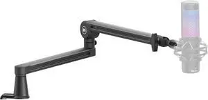 Microphone Boom Arm, Low Profile 360° Adjustable Stick Microphone Arm Stand with Desk Mount Clamp, 5.91" Extended Riser, Screw Adapter, Cable Management, for Podcast Streaming Gaming Studio