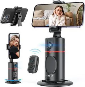 Auto Face Tracking Tripod, No App, Smart Shooting Phone Holder with Remote, 360° Rotation Body Phone Camera Mount with Phone Holder Body Smart Tracking Tripod for Vlog/TIK Tok, Rechargeable Battery