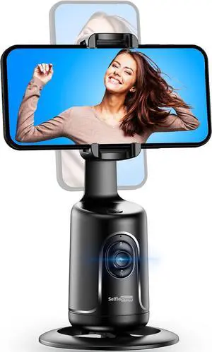 Auto Tracking Phone Holder, Auto Face Tracking Tripod, Portable All-in-one Smart Selfie Stick 360 Rotation Fast Face & Object Tracking Cameraman Robot Mount for Phone Video Vlog Live Streaming(Black)