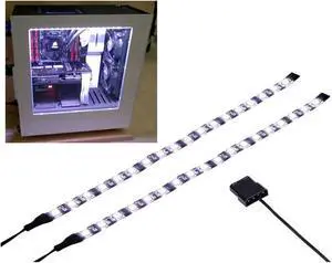 PC LED Light Strip Computer Case Lighting White with Magnetic Back, Molex Connector, 2pack LED Strip for PC Case Lighting Kit (30cm,18leds,S Series,White)