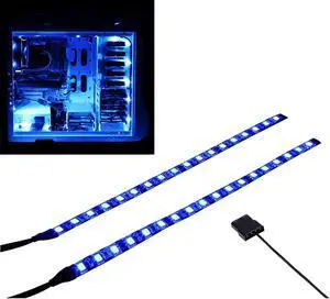 PC LED Light Strip Computer Case Lighting White with Magnetic Back, Molex Connector, 2pack LED Strip for PC Case Lighting Kit (30cm,18leds,S Series,Blue)