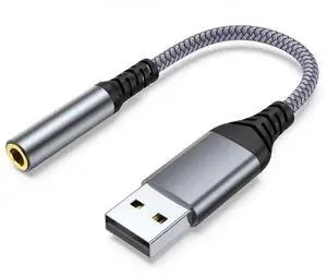 USB to 3.5mm Audio Jack Adapter, External Sound Card Converter Compatible with Headset, PC, Laptop, Mac, Desktops, Linux, PS4 and More Devices