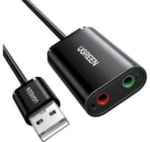 USB to Audio Jack Sound Card Adapter with Dual TRS 3-Pole 3.5mm Headphone and Microphone USB to Aux 3.5mm External Audio Converter for Windows Mac Linux PC Laptops Desktops PS5 Switch 2