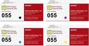 Remanufactured for Canon 055 055H with Display Capacity Chip Replacement for Canon 055 Toner Cartridge Set for Canon Color ImageClass MF743Cdw MF741Cdw MF745Cdw MF746Cdw Printer (4 Pcak)