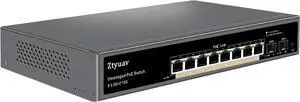 10 Port Unmanaged 2.5G PoE Switch with 8 x 2.5G PoE+ Ports @120W, 2 x 10G SFP+, IEEE802.3af/at Compliant, Ports Speed Auto-Negotiation, One-Key VLAN, Plug & Play, Fanless Metal Design
