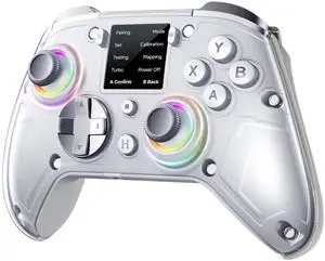Wireless Gaming Controller with Interactive Screen, 1000Hz Polling Rate, Hall Joysticks & Triggers, 4 Programmable Buttons, Compatible with PC, Switch, PS4, iOS, Android, Gray Wireless Gaming Controller with Interactive Screen, 1000Hz Polling Rate, Hall Joysticks & Triggers, 4 Programmable Buttons, Compatible with PC, Switch, PS4, iOS, Android, Gray