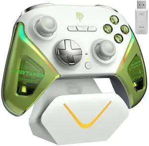 Wireless Gaming Controller  TMR Joysticks, Dual-Mode Triggers, Mechanical Keys, 1000Hz Polling, RGB  Bluetooth Gamepad for PC/Switch/Switch 2/iOS/Android TV with Charging Dock - Green