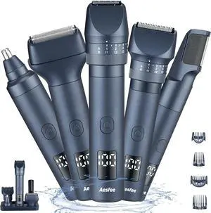 Beard Trimmers Kit for Men Precise Dial Adjustable 20 Lengths, 5-IN-1 Electric Shavers and Hair Clippers Set - Body Nose Ear Mustache Hair Trimmers Razors Waterproof Wet/Dry - USB-C Charging Dock