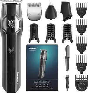 Beard Trimmer for Men, Body Hair Trimmer Set Electric Razor Shaver for Shaving Face, Mustache, Body, Ear, Nose Hair Trimmer, Men's Body Groomer IPX7 Waterproof Wet&Dry with LED Screen (Black)